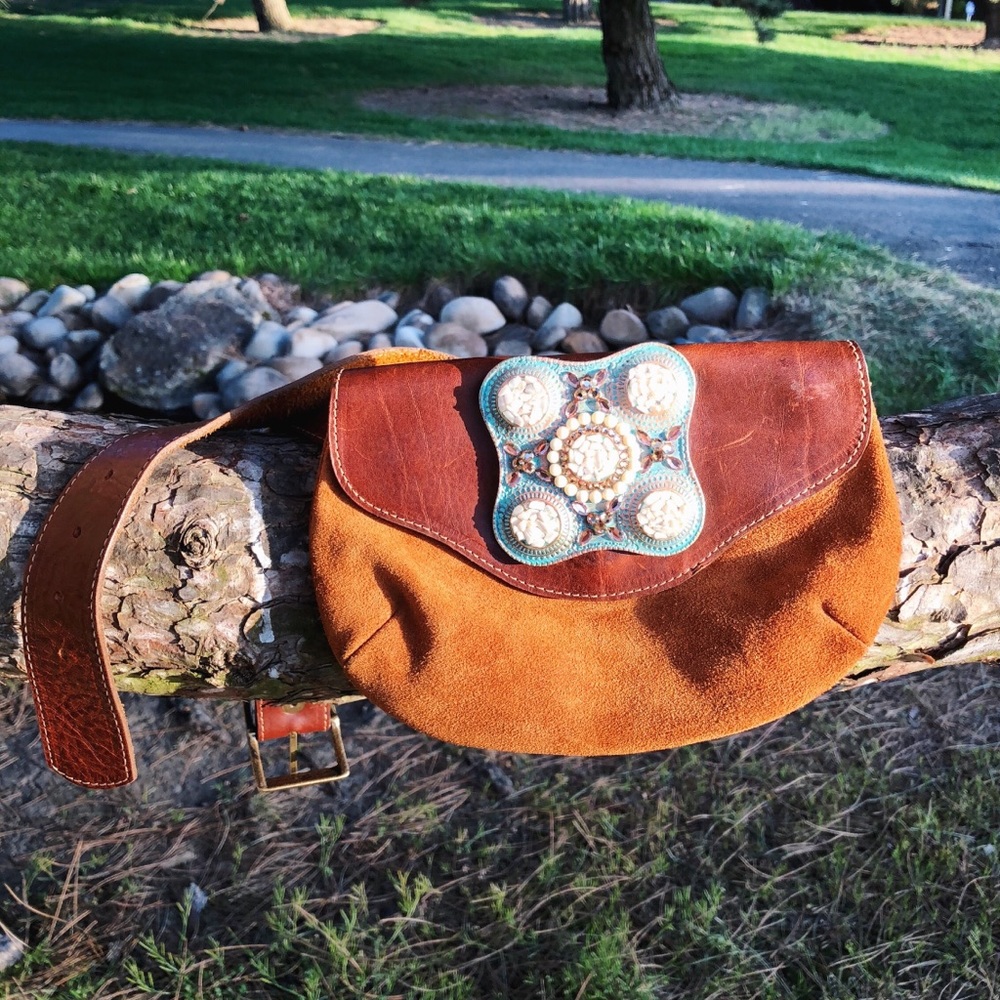Handmade Leather Stoned Fanny Pack